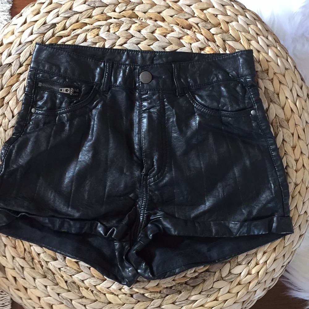 Faux Leather High Waisted Shorts
